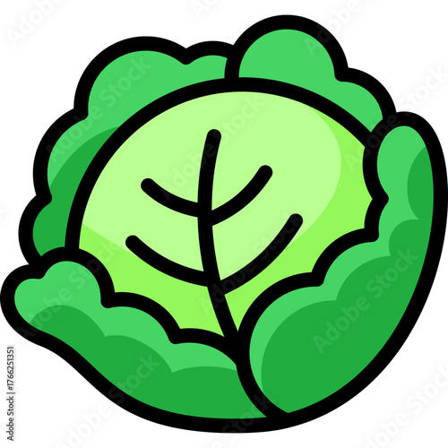 cabbage icon illustration design with filled outline