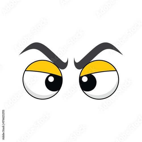 Expressive cartoon eyes looking sideways with raised eyebrows funny emotion expression vector