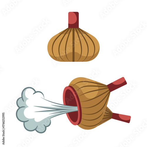 Illustration of a healthy lung alveolus and a constricted airway