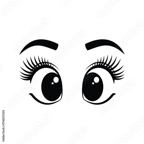Surprised wide open cartoon eyes with long eyelashes expressing wonder and amazement vector art vector