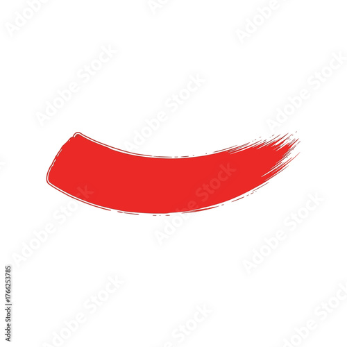 Vibrant red brush stroke abstract shape dynamic paint smear minimalist design element vector