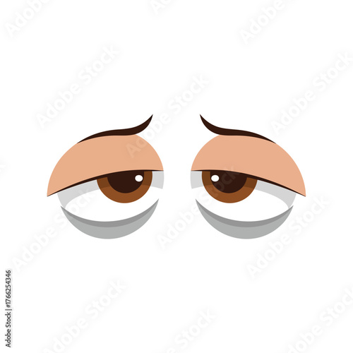 Sad tired eyes expressing exhaustion subtle emotion cartoon character face detail vector