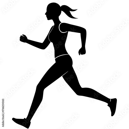 Silhouette of a woman running at full speed