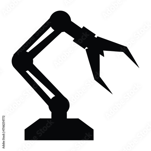 Silhouette of a robotic arm with a gripper poised for industrial automation tasks