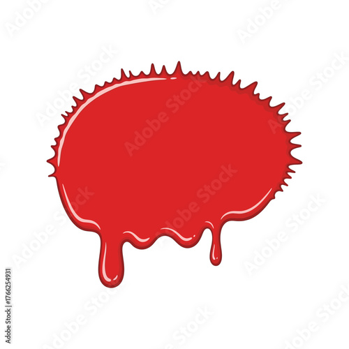 Vibrant red paint splatter blob dripping effect abstract graphic element vector