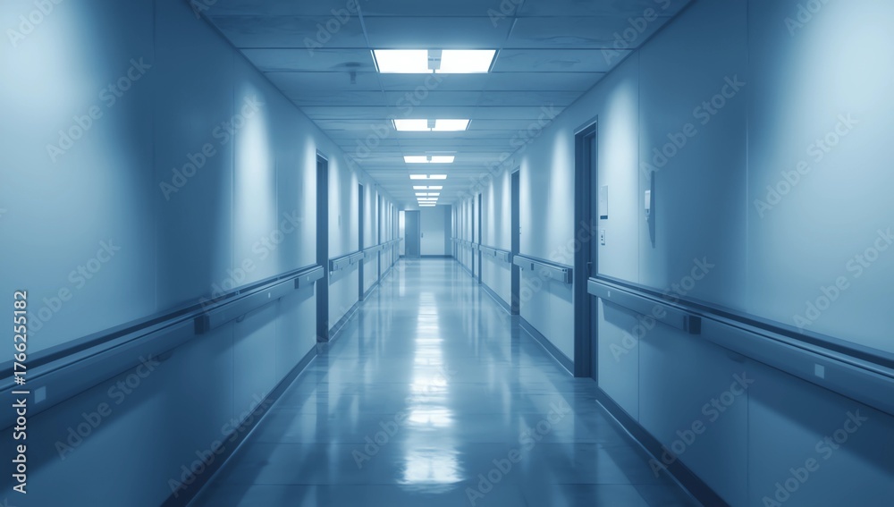 Fototapeta premium Abstract blur hospital corridor defocused Medical background 