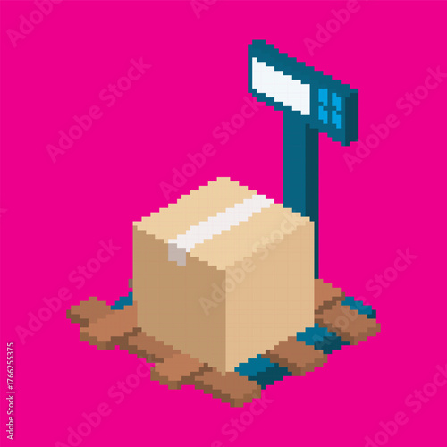 pixel art scales, vector illustration on isolated background.