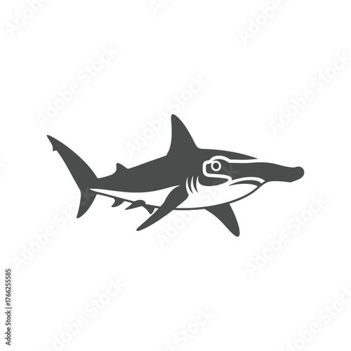 Hammerhead shark illustration marine life ocean predator silhouette icon vector art animal vector