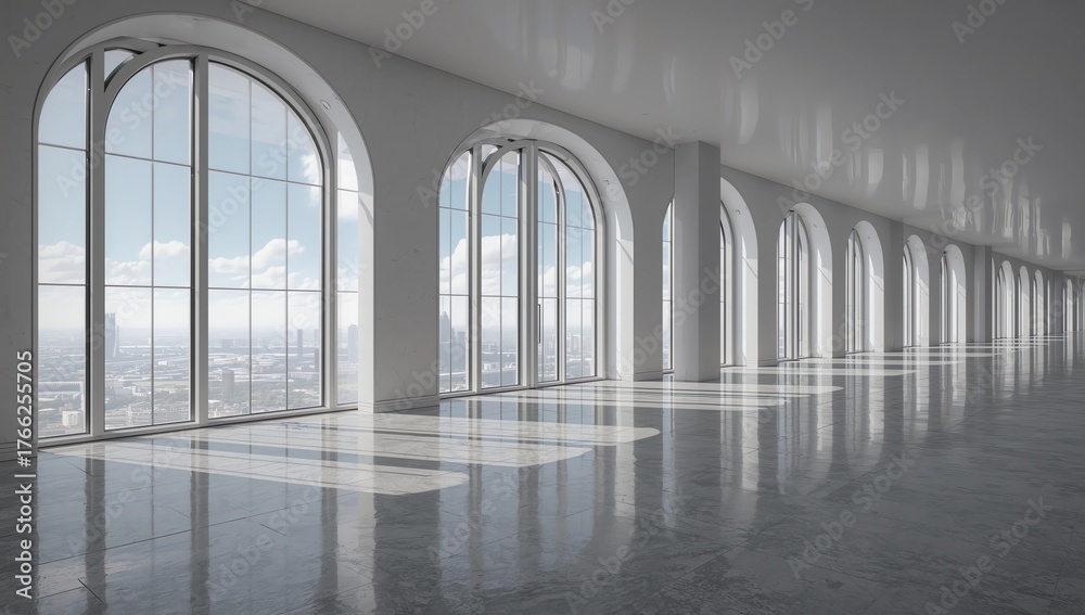 Obraz premium An empty modern bright and clean loft interior.