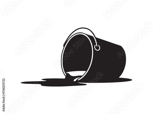 Spilled Bucket Illustration Isolated on White Vector Silhouette