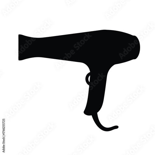 Hair dryer silhouette graphic with ergonomic design, commonly used in salons