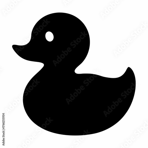 Simple black rubber duck silhouette on a white background illustration design