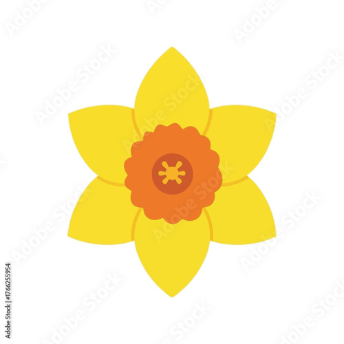 Bright yellow daffodil flower graphic icon simple flat design spring floral symbol vector vector