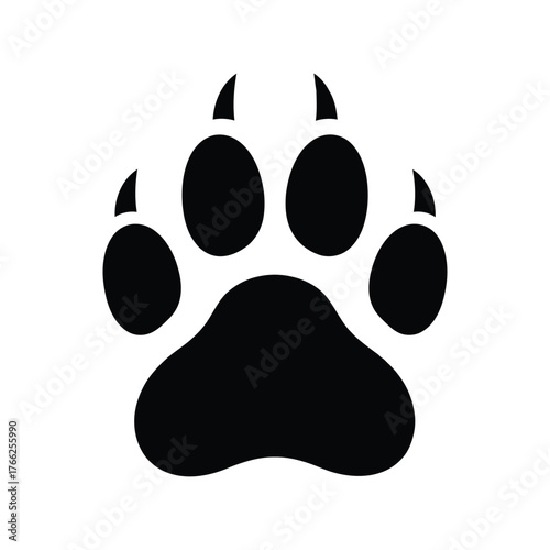 Bold black dog paw print icon silhouette symbol graphic vector illustration vector