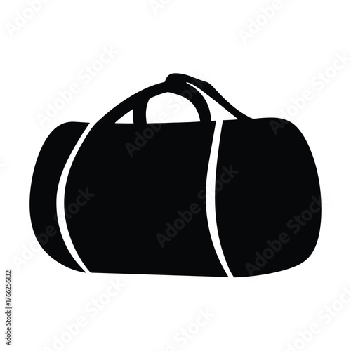 Silhouette image of a classic gym duffel bag with short handles