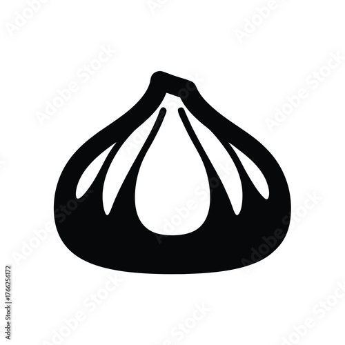 Simple Silhouette of a Traditional Georgian Khinkali Dumpling on a White Background