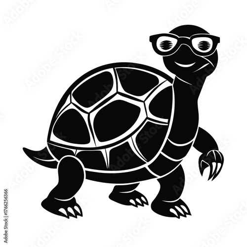 Cute cartoon turtle vector illustration with shell isolated on white background