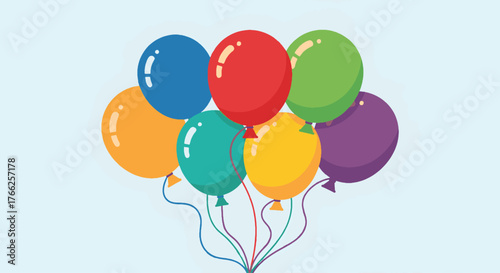 Vibrant assortment of festive party balloons floating cheerfully, symbolizing joy, celebration, and happy occasions against a light background