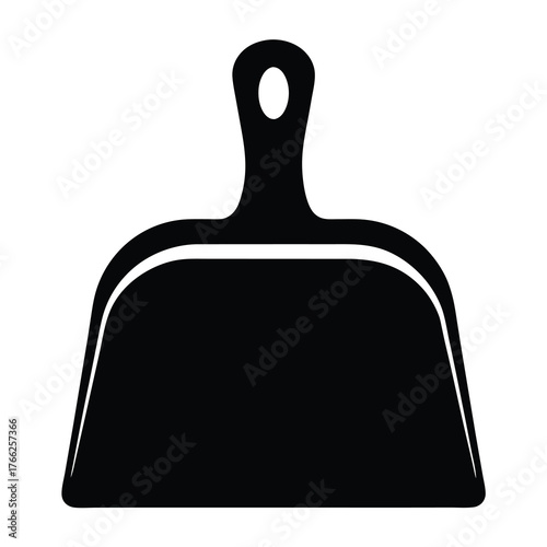 Minimalist black dustpan icon for cleaning and household chores illustration