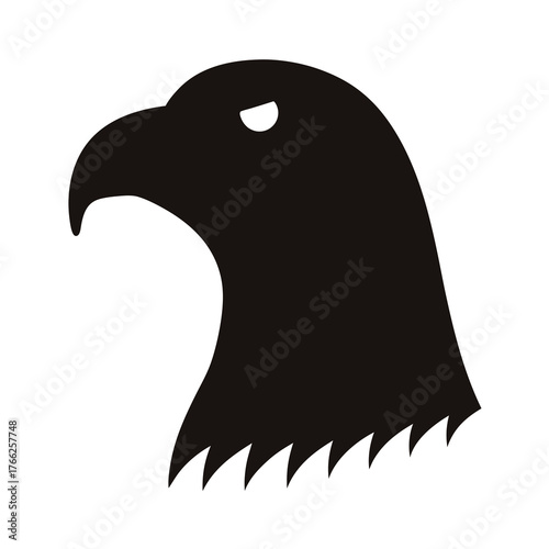 Silhouette of an eagle head in black color with a fierce gaze