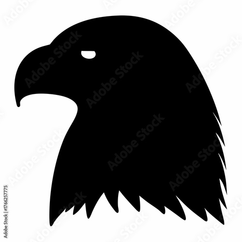 Majestic Eagle Profile in Black Silhouette Against White Background Illustration