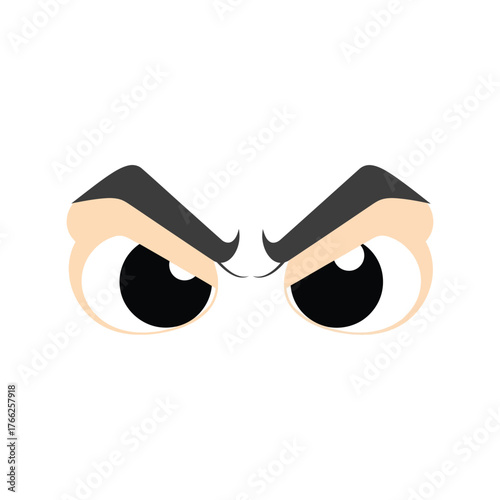 Cartoon angry eyes expression fierce stare intense gaze furious villain look symbol threatening danger vector
