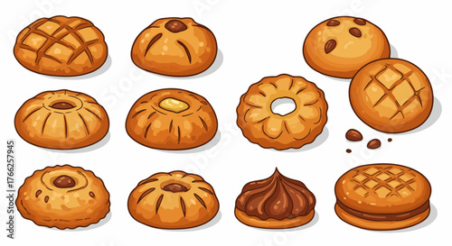 Assorted pastries and buns collection