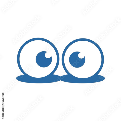 Funny googly eyes cartoon character with big blue pupils staring intently forward vector