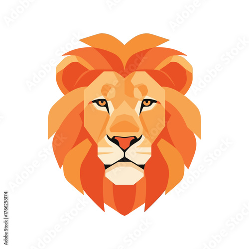 Majestic lion head geometric geometric polygon style low poly animal art illustration vector