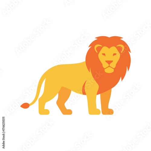 Majestic male lion standing proudly african wildlife king of the jungle illustration vector