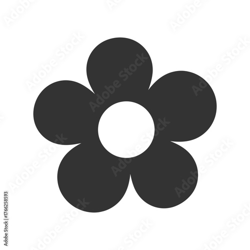 Simple geometric flower icon vector graphic minimalist floral symbol nature outline element decorative art vector