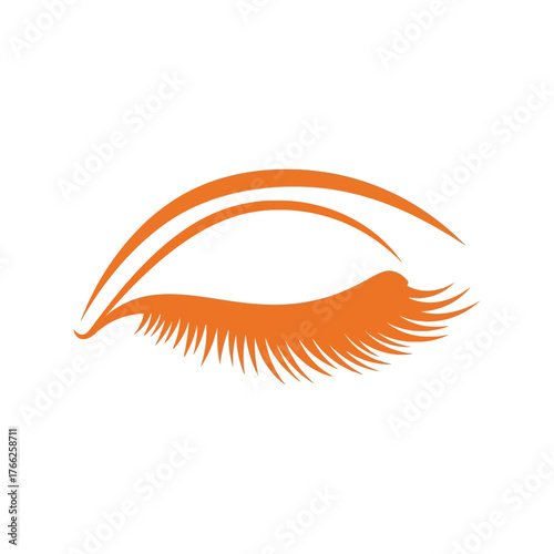 Elegant orange eyelash design eye makeup beauty cosmetics branding logo vector
