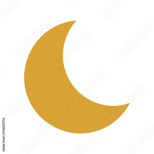 Golden crescent moon symbol abstract graphic design celestial night sky element vector
