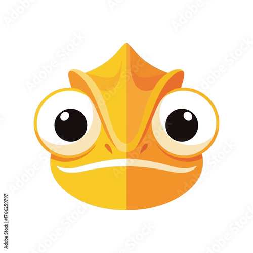 Funny cartoon chameleon face character animal wildlife reptile cute mascot illustration vector