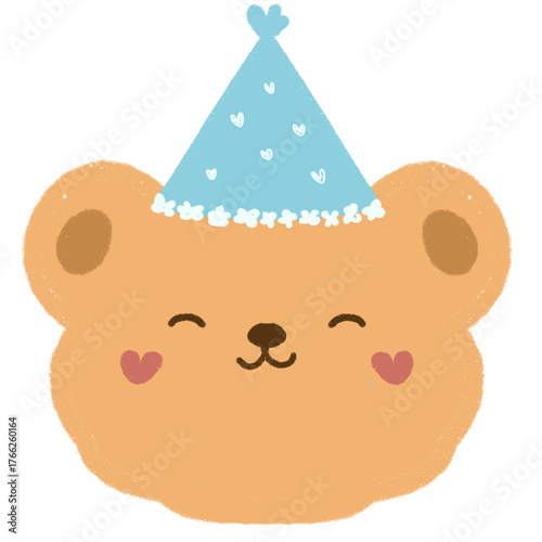 Cute Bear with Party Hat, Adorable Animal Illustration for Kids