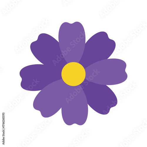 Vibrant purple flower with yellow center isolated on white vector illustration graphic design element vector
