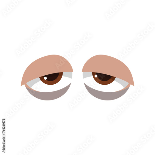 Exhausted tired eyes expressing fatigue boredom sadness and disappointment close up isolated vector