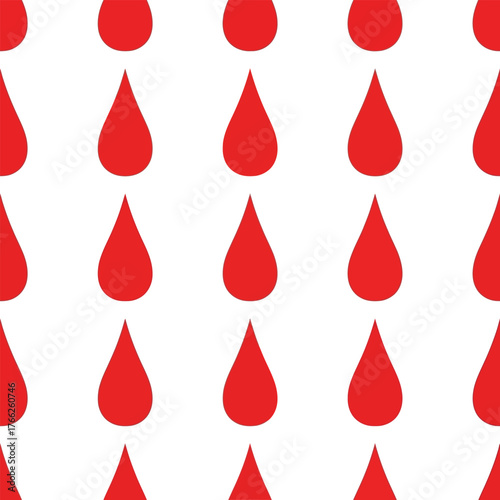 Red blood droplets seamless pattern isolated on medical health science concept vector