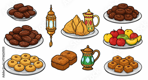 Ramadan sweets and lantern arrangement