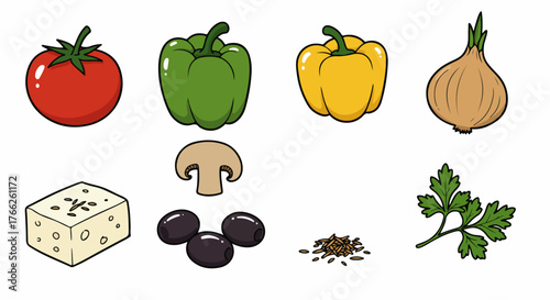 Fresh food ingredients collection with transparent background