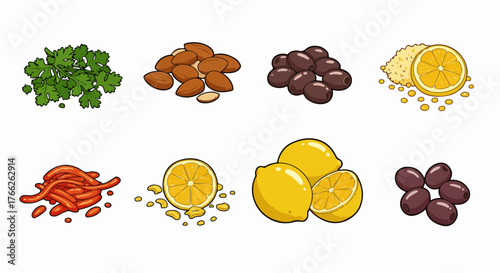Food ingredients collection with transparent background