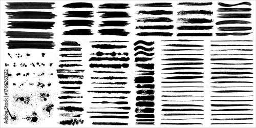 Beautiful Brush vector collection. Grunge Elements - Brush strokes, ink paint brush, grunge lines.