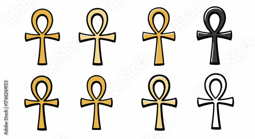 Ankh symbol in various colors with transparent background