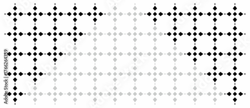Repeating black rhombus cross pattern fading to light gray flat illustration