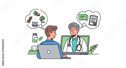 Connect with a doctor online for allergy consultation, a modern telemedicine solution for health concerns and expert medical advice, efficient healthcare