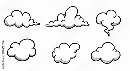 Various cloud shapes with transparent background