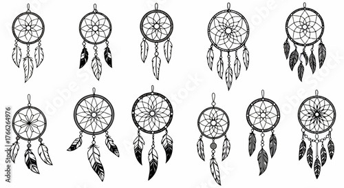 Dreamcatchers collection with transparent background
