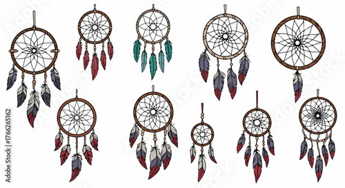 Dreamcatchers collection with transparent background
