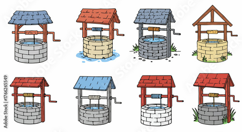 Various well designs with crank handles