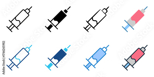 Syringe icon set multiple style collection 
